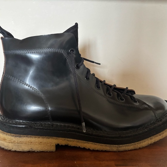 Buttero Shiny Black Leather Men's Boots - Picture 11 of 15